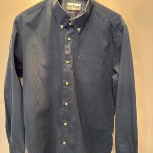 Barbour Men's Navy Checkered Button Down Shirt